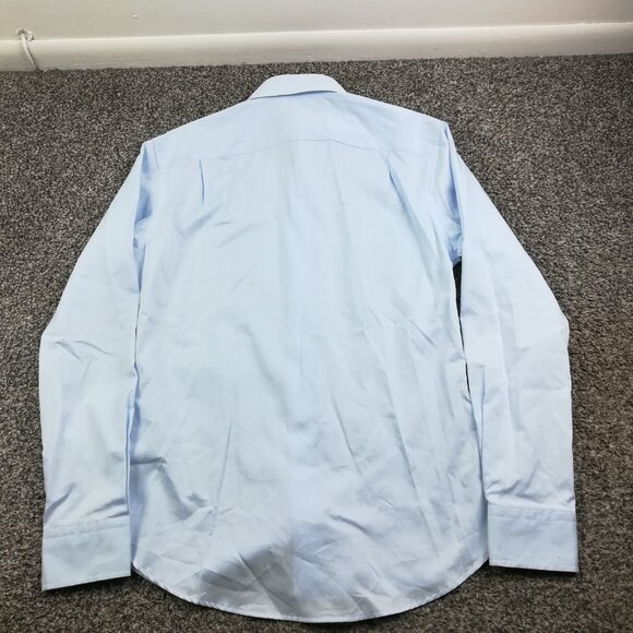 Teddy Stratford Shirt L/S Button Up Hidden Zipper Light Blue Mens Size 1 - Picture 6 of 10